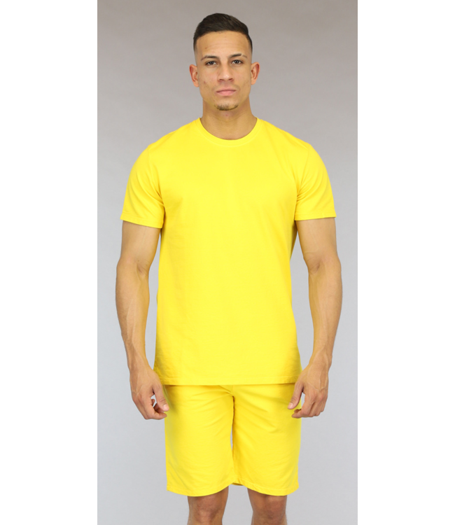 Basic Gele Loose-Fit Heren Short Set