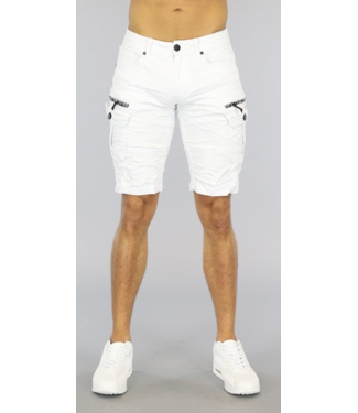 Witte Heren Jeans Short met Klepzakken