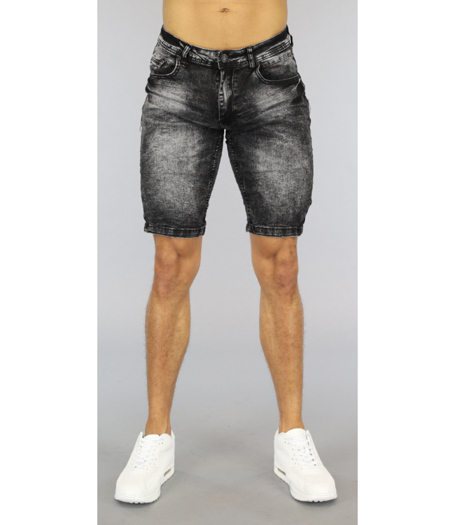 !OP=OP Zwarte Old Look Heren Jeans Short met Wassing