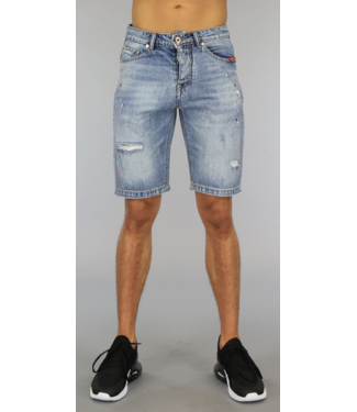 Old Look Heren Jeans Short met Verfspatten
