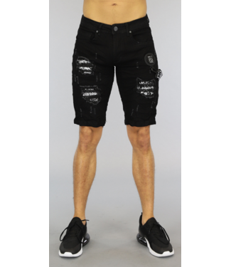 Zwart Damaged Heren Short met Details