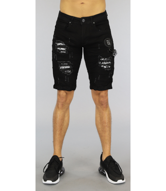 Zwart Damaged Heren Short met Details