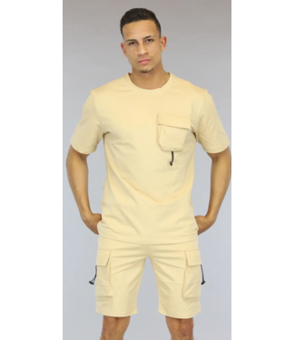 !OP=OP Beige Heren Short Set met Afsluitbare Zakken