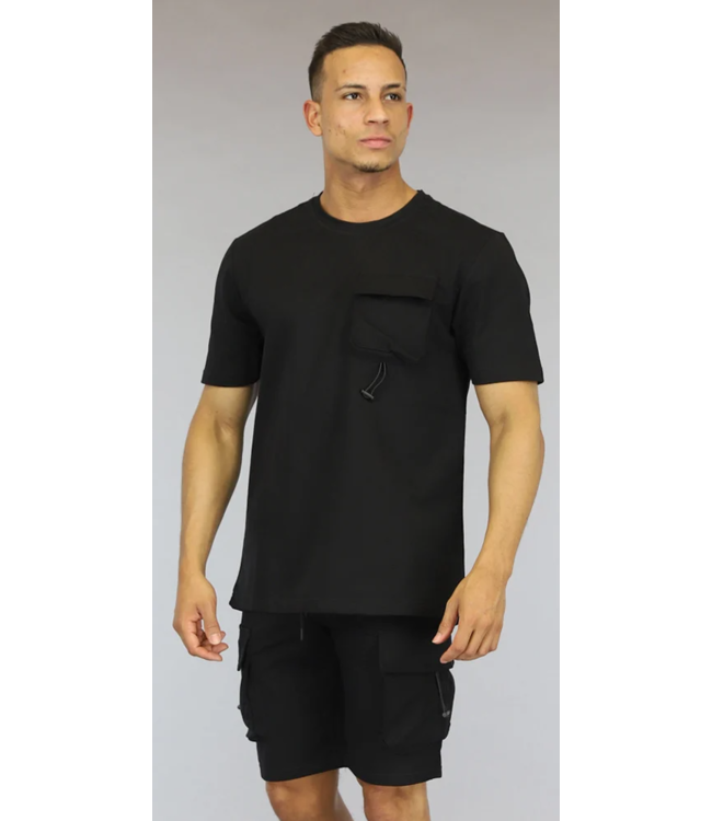 Zwarte Heren Short Set met Afsluitbare Zakken