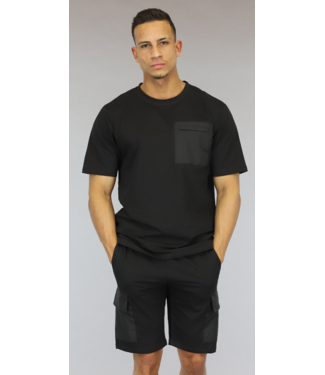 Zwarte Heren Short Set met Zwarte Zakken
