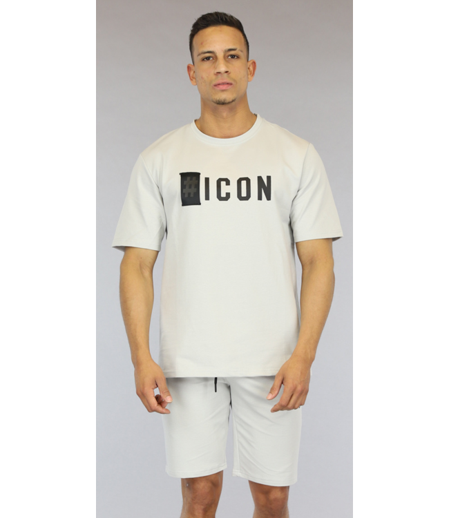 Lichtgrijze Loose Fit Heren Icon Short Set