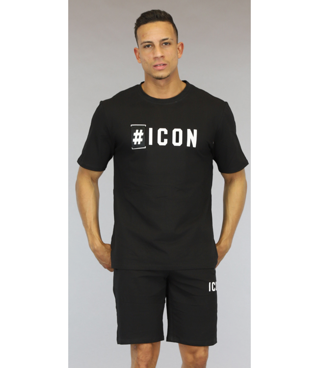 Zwarte Loose Fit Heren Icon Short Set