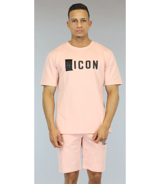 Lichtroze Loose Fit Heren Icon Short Set