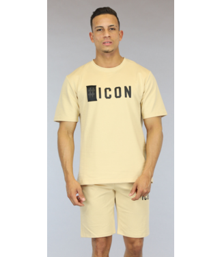 !OP=OP Beige Loose Fit Heren Icon Short Set