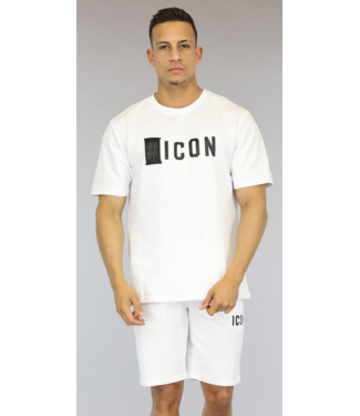 Witte Loose Fit Heren Icon Short Set