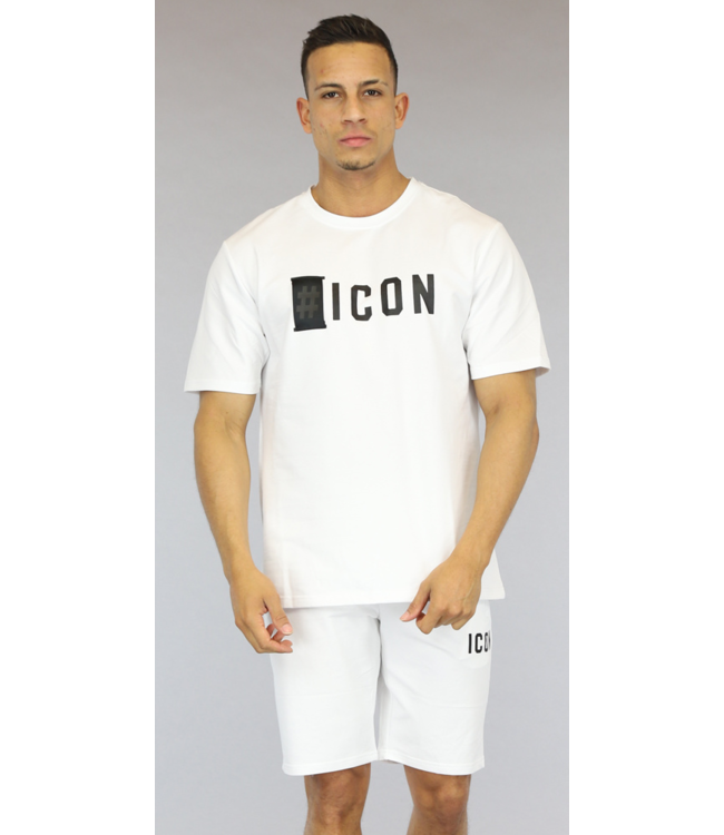 Witte Loose Fit Heren Icon Short Set