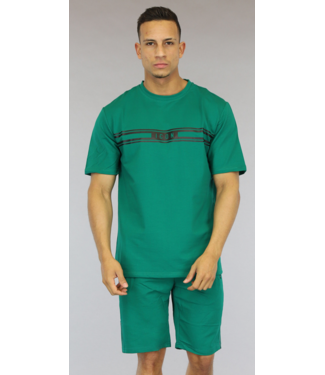 Groene Heren Icon Short Set met Strepen