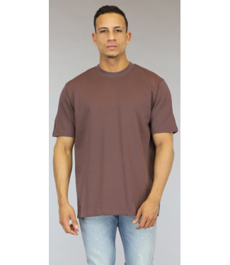 Oversized Aubergine Heren Shirt met Korte Mouwen