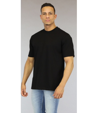 Oversized Zwart Heren Shirt met Korte Mouwen