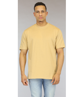 Oversized Okergeel Heren Shirt met Korte Mouwen