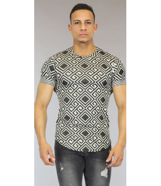 Zwart/Wit Heren T-Shirt met Print