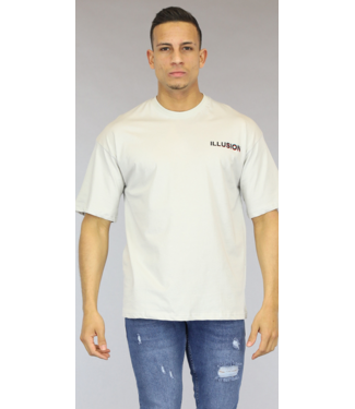 Lichtgrijs Oversized Illusion Heren T-Shirt