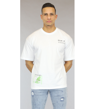 Wit Heren T-Shirt met Groene Details