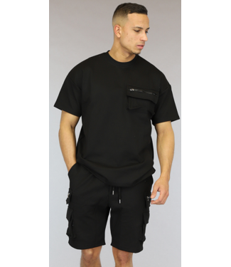 Zwarte Heren Short Set met Multi Zakken