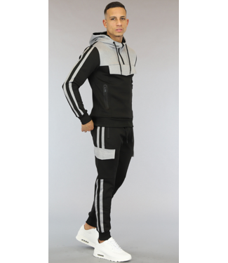 !OP=OP Zwart/Grijze Heren Tracksuit  met Buidel