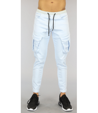 Lichtblauwe Heren Cargo Jogger