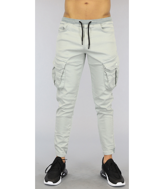 Lichtgrijze Heren Cargo Jogger