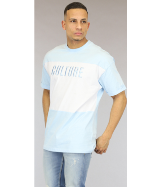 Oversized Blauw/Wit Culture Heren T-Shirt
