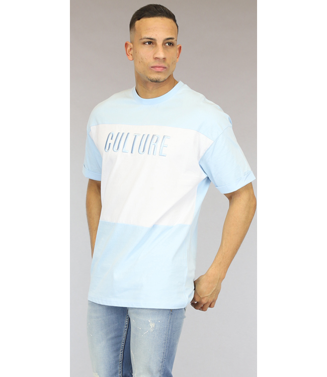 !OP=OP Oversized Blauw/Wit Culture Heren T-Shirt
