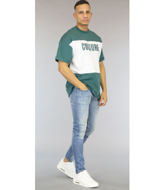 Oversized Groen/Wit Culture Heren T-Shirt