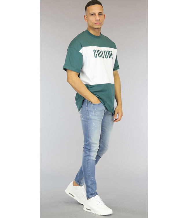 Oversized Groen/Wit Culture Heren T-Shirt