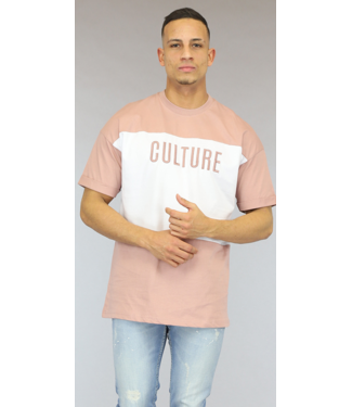 Oversized Oudroze/Wit Culture Heren T-Shirt
