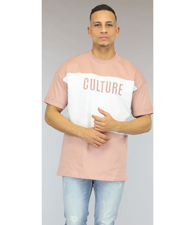 !OP=OP Oversized Oudroze/Wit Culture Heren T-Shirt