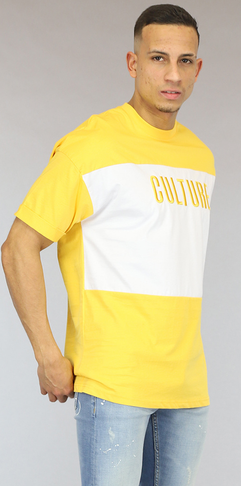 Oversized Geel/Wit Culture Heren T-Shirt