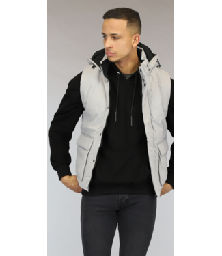 Grijze Gewatteerde Heren Bodywarmer met Zakken