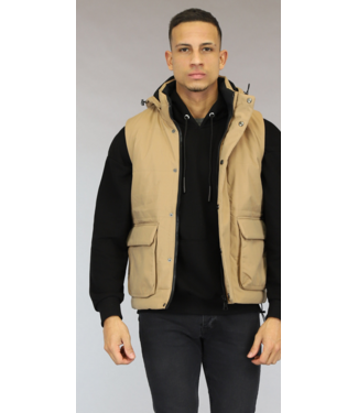 Camel Gewatteerde Heren Bodywarmer met Zakken
