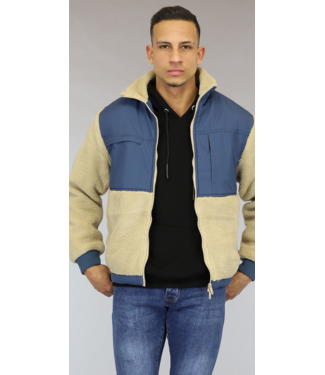 Beige/Blauw Oversized Heren Teddy Jack