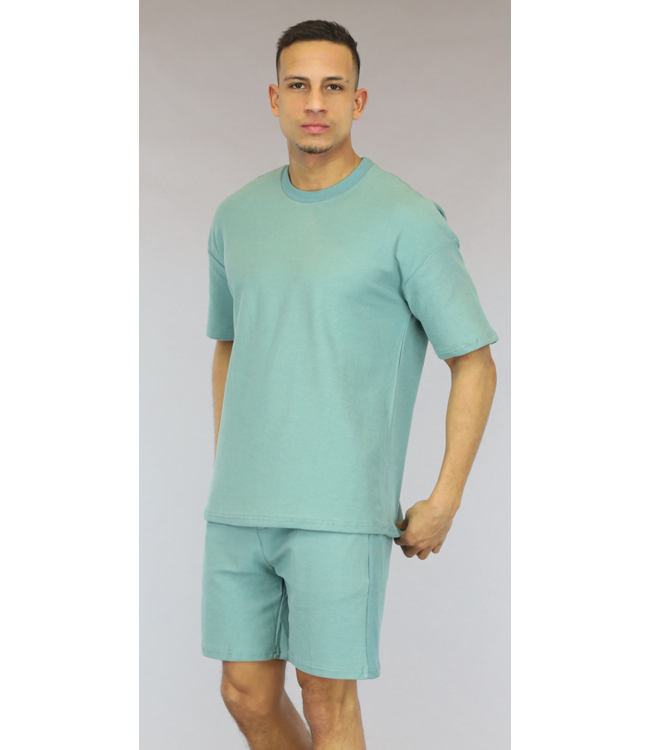 !OP=OP Groene Oversized Katoenen Heren Short Set