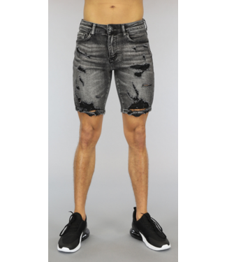 !SALE50 Acid Washed Heren Jeans Short met Scheuren