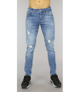 !OP=OP Lichtblauwe Slim Fit Heren Jeans met Gaten