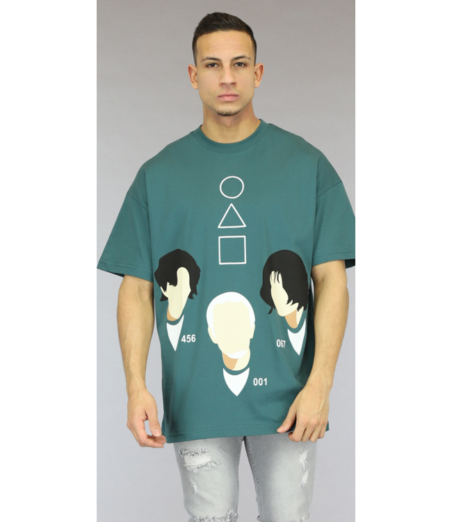 Oversized Zeegroen Heren Squid Game T-Shirt