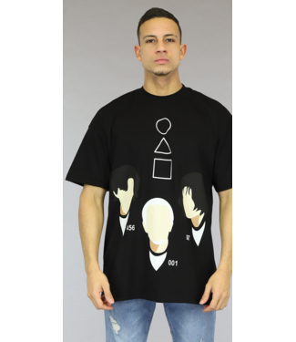 Oversized Zwart Heren Squid Game T-Shirt