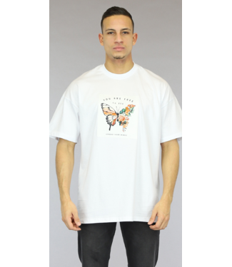 Oversized Wit Heren T-Shirt met Opdruk