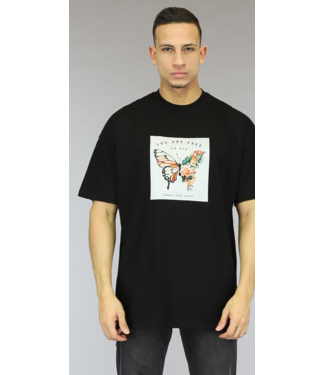 Oversized Zwart Heren T-Shirt met Opdruk