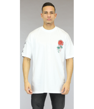 Oversized Wit Roses Heren T-Shirt