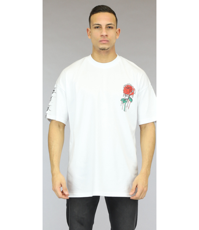 !OP=OP Oversized Wit Roses Heren T-Shirt