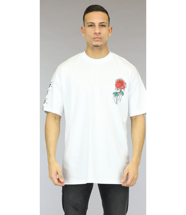 Oversized Wit Roses Heren T-Shirt