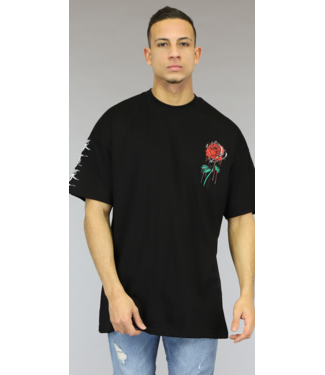 !OP=OP Oversized Zwart Roses Heren T-Shirt