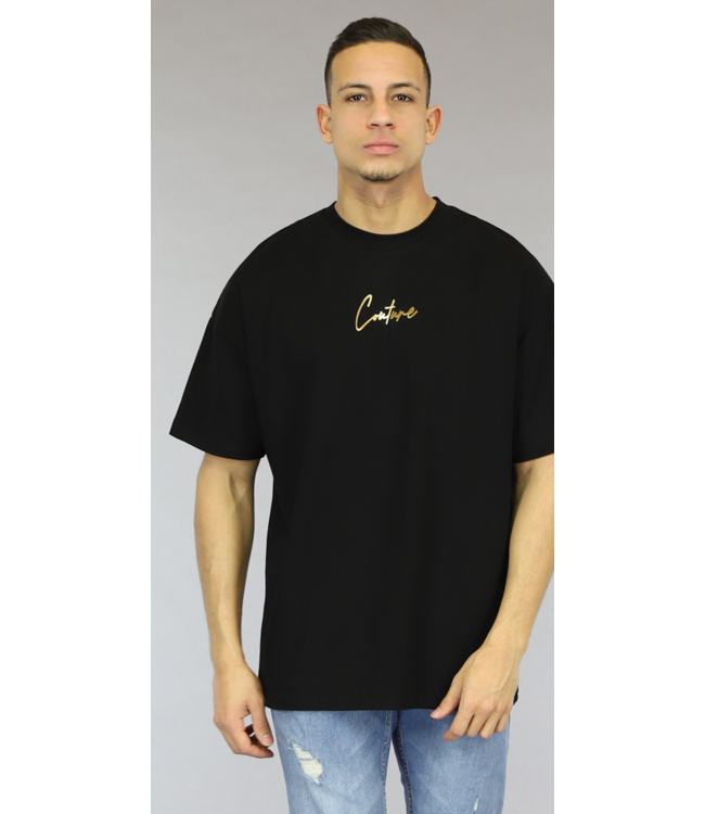 Oversized Zwart Couture Heren T-Shirt