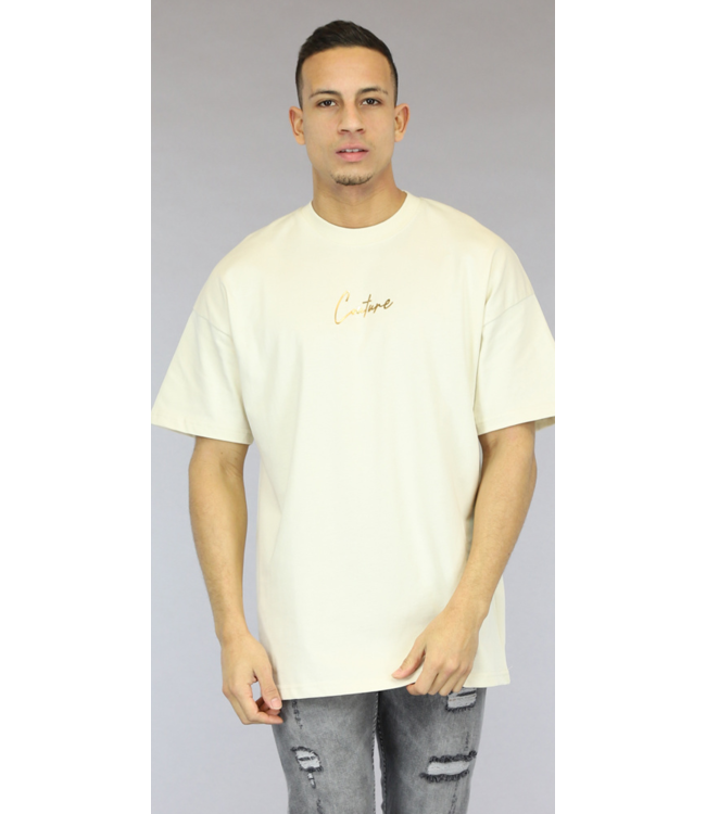 Black-Friday Oversized Beige Couture Heren T-Shirt