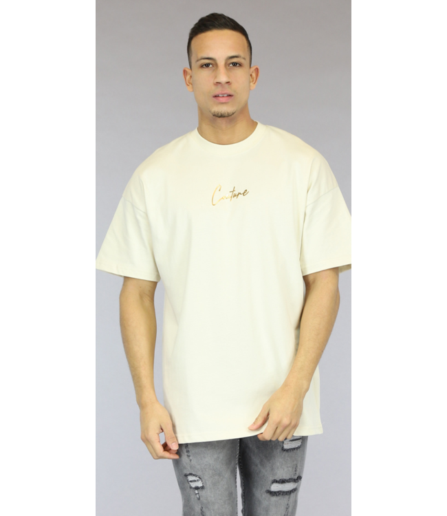 !OP=OP Oversized Beige Couture Heren T-Shirt